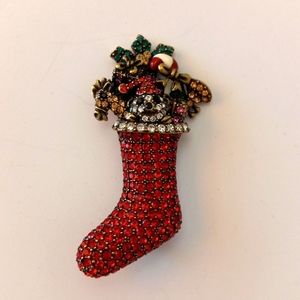 Off Park Collection Christmas Stocking Brooch.